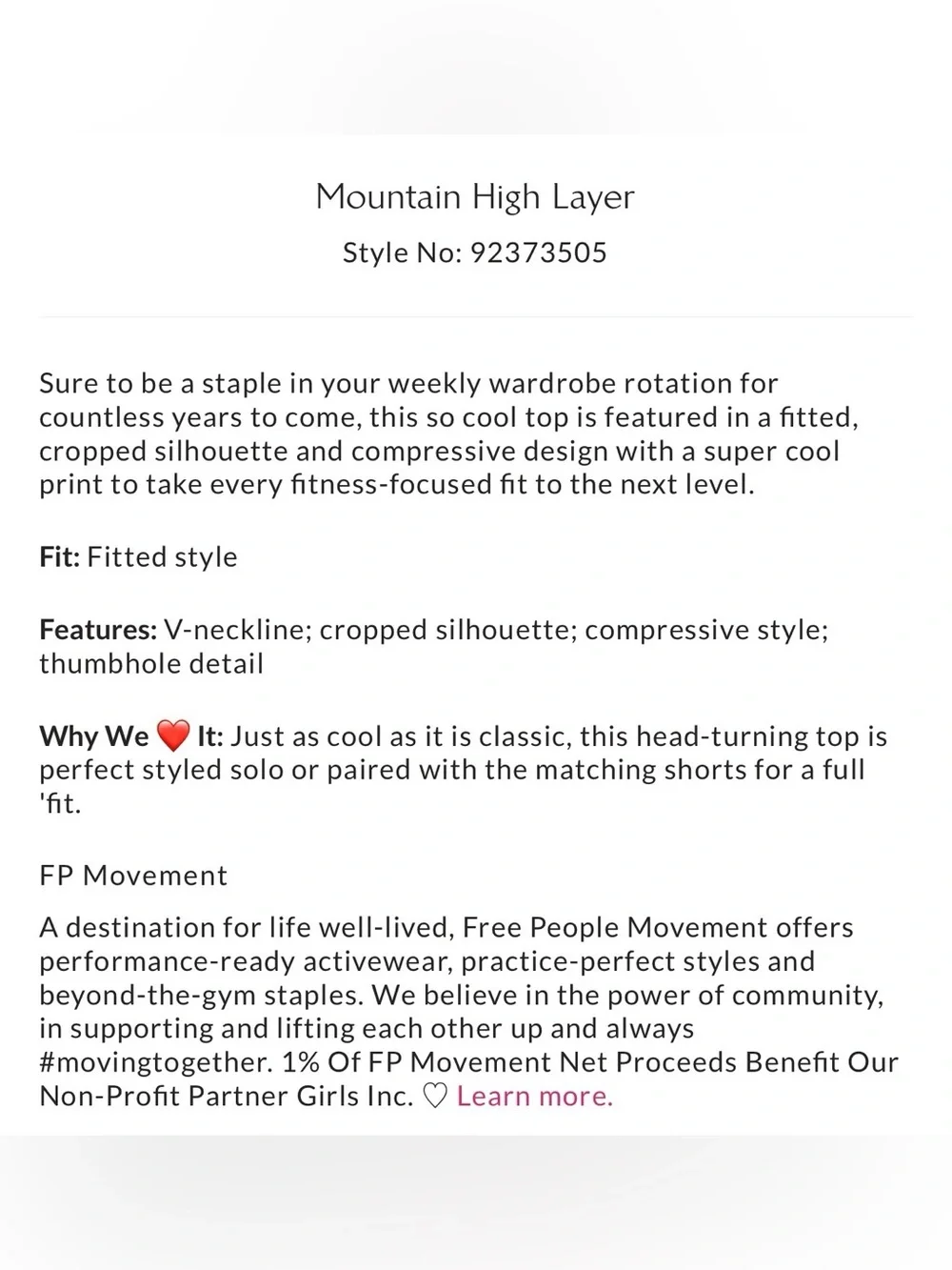 NWOT Free People Mountain High Layer